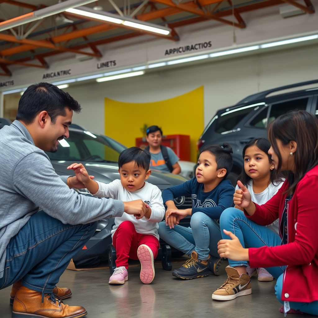 Evento comunitario de CassidinaeSVWQ en Rosario con familias argentinas aprendiendo sobre mantenimiento vehicular y seguridad vial